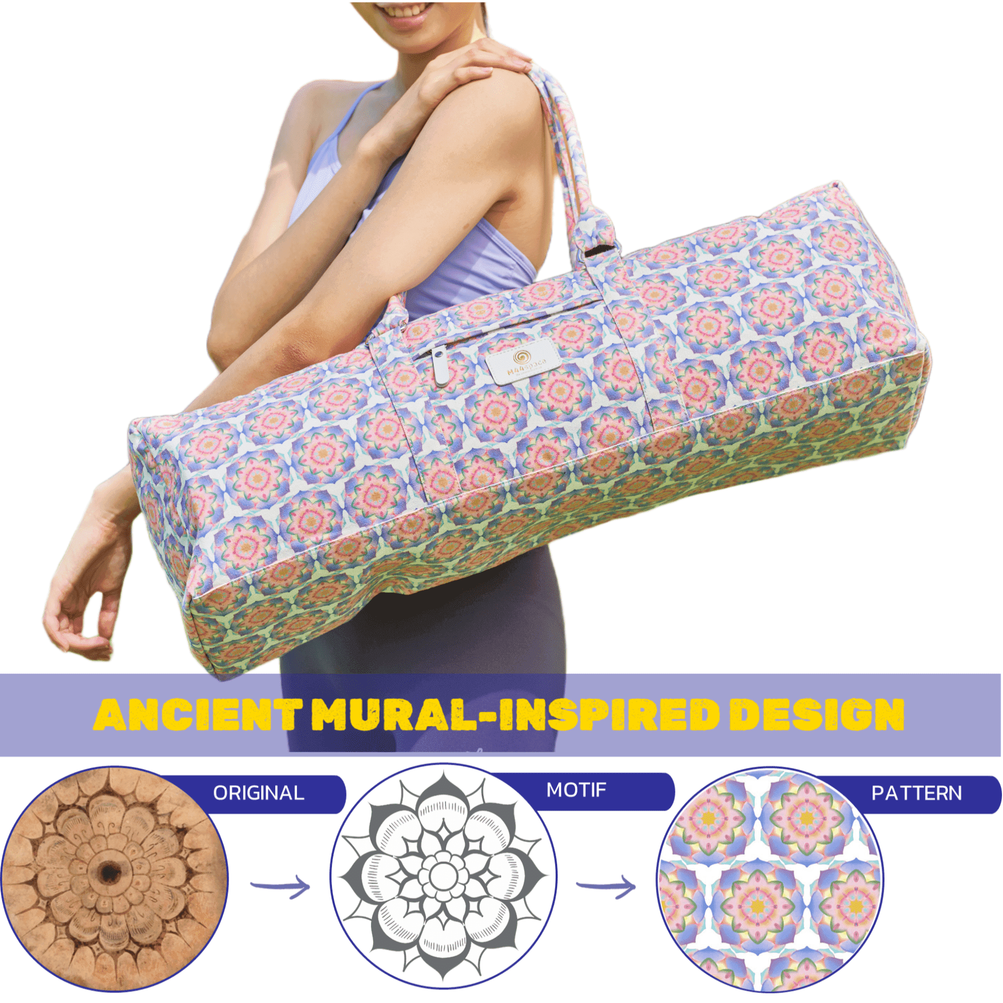 The lotus pattern on the ceiling of the fifth-century Sengyongchong. Inspired the design of the M44space yoga bag The lotus pattern on the ceiling of the fifth-century Sengyongchong. Inspired the design of the M44space yoga bag