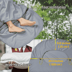 M44space - Sleeping bag liner with foot vents and a large headcover that can be wrapped around the head or covered with a pillow M44space - Sleeping bag liner with foot vents and a large headcover that can be wrapped around the head or covered with a pillow